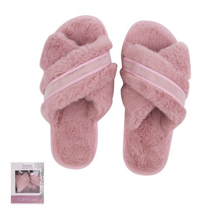 Comfy Slippers™ Fluffy Slipper Pink Size 36 to 41