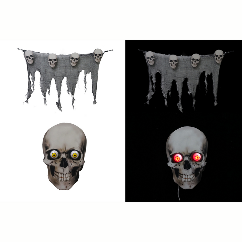 Light Up Skull with Curtain 160cm