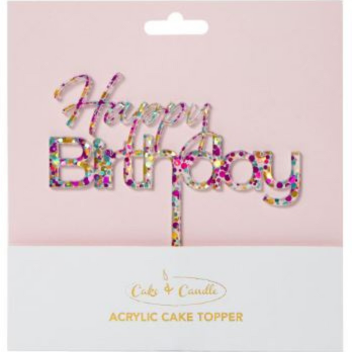 Cake Topper Happy Birthday Rainbow Glitter