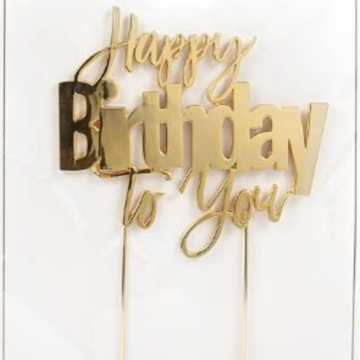 Cake Topper Happy Birthday Cake Topper Gold Metal