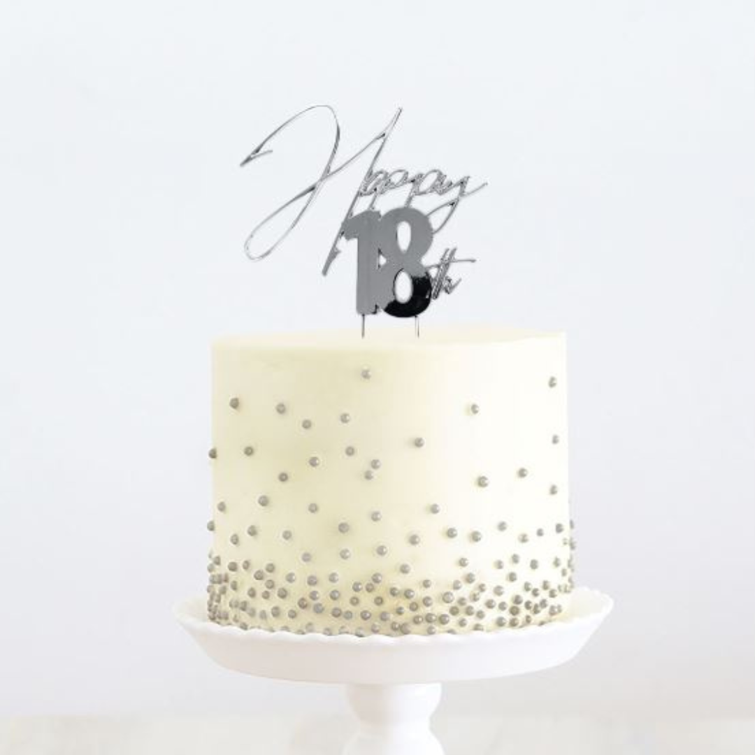 Cake Topper Happy 18Th Cake Topper Silver Metal