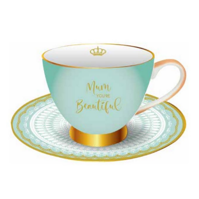 Mum Youre Beautiful Teacup Set Mint