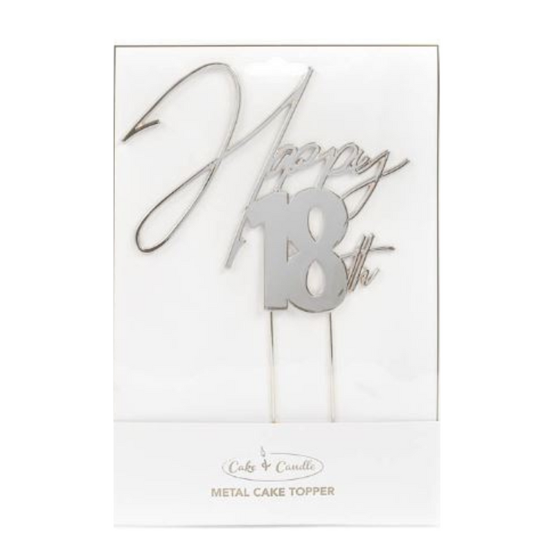 Cake Topper Happy 18Th Cake Topper Silver Metal
