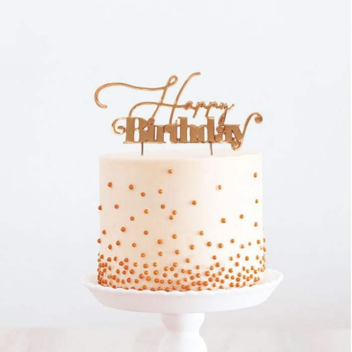 Cake Topper Happy Birthday 1Rose Gold Metal Cake Topper