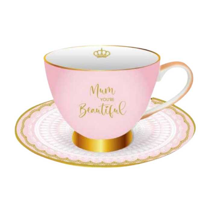 Mum Youre Beautiful Teacup Set Pink