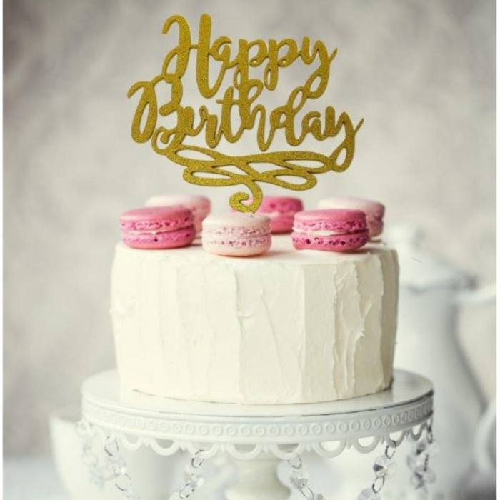 Cake Topper Happy Birthday Cake Topper Gold