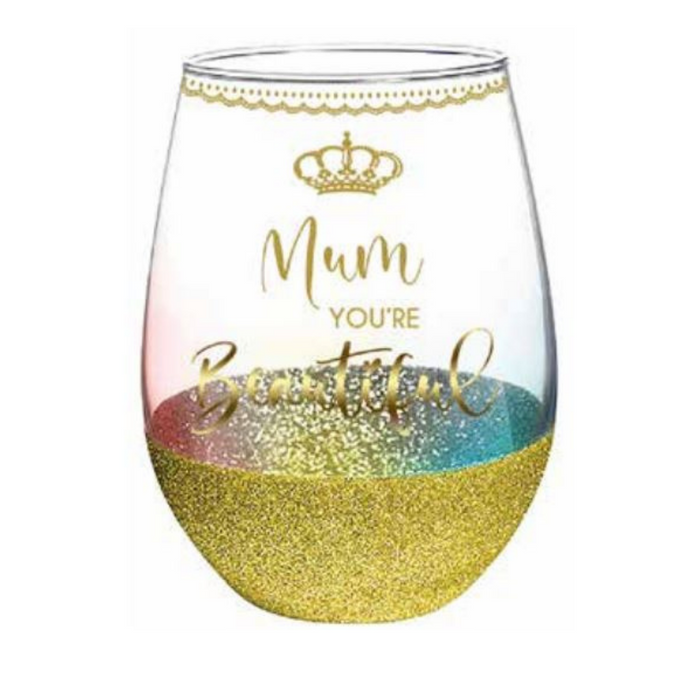 Mum Youre Beautiful Stemless Glass Gold