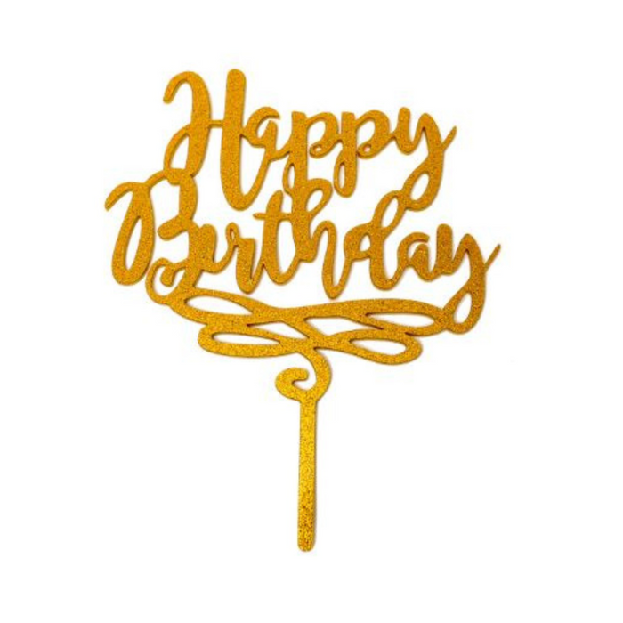 Cake Topper Happy Birthday Cake Topper Gold