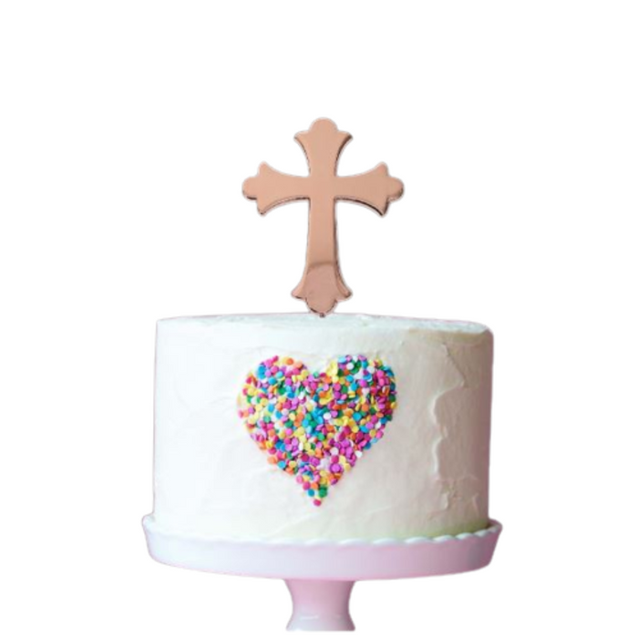 Cake Topper Rose Gold Plated Cake Topper Cross
