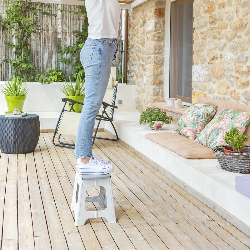 Compact Foldable Stool Grey 32cm