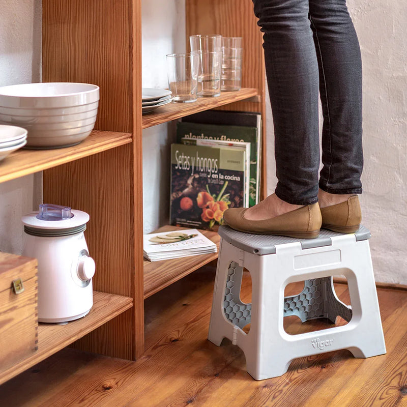 Compact Grey Foldable Stool 23cm