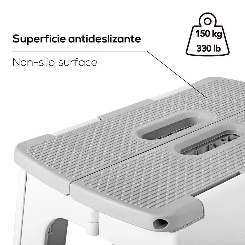 Compact Grey Foldable Stool 23cm