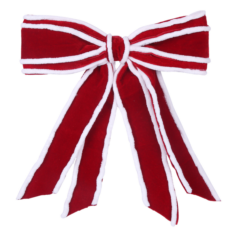 Ronis Velvet Bow with Clip Red and White 30cm