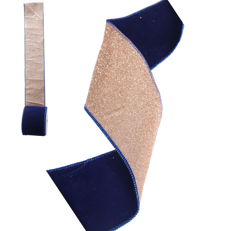 Ronis Velvet Wired Ribbon Navy 10cmx10m