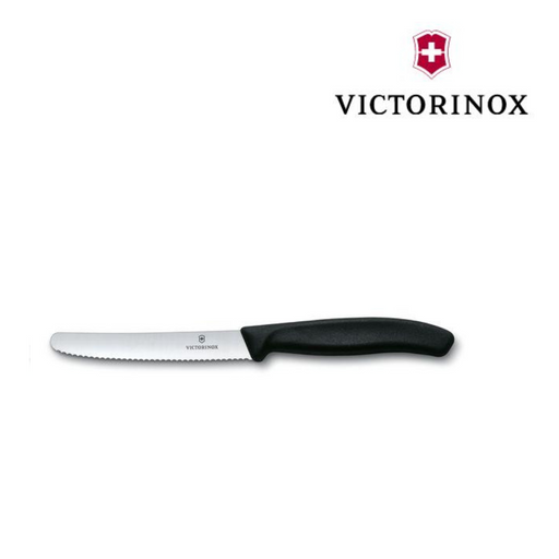 Ronis Victorinox Black Steak and Tomato Knife Wavy Edge 11cm Black