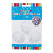 Glitter Confetti Balloon Silver 30cm 3pk