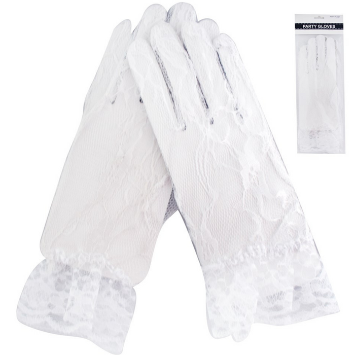 Short Lace Gloves White