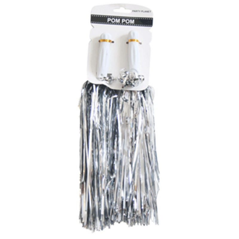 2PK METALLIC POM POM-SILVER