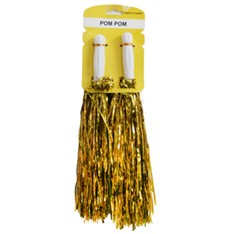 Metallic Pom Pom Gold Pk Of 2