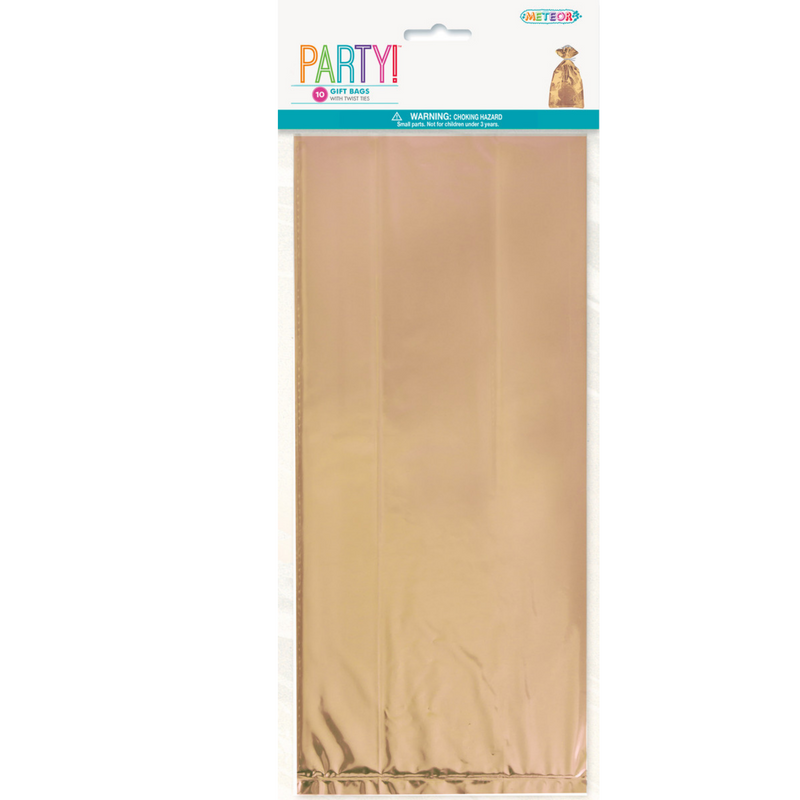 10 Cello Bags - Rose Gold Foil