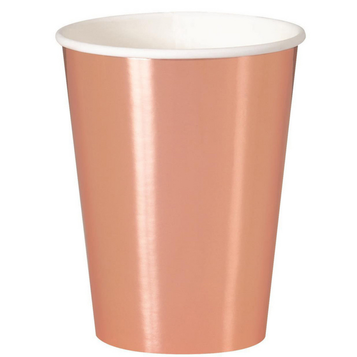 Rose Gold Foil 270ml (9oz) Paper Cups 8pk
