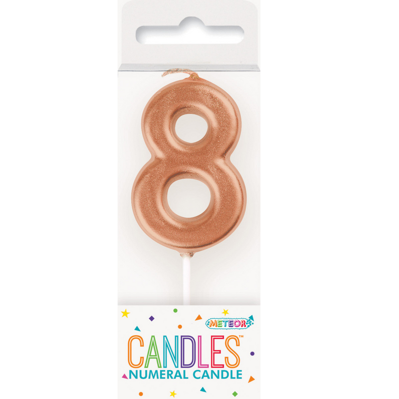 Mini Rose Gold Numeral Pick Candles - 8