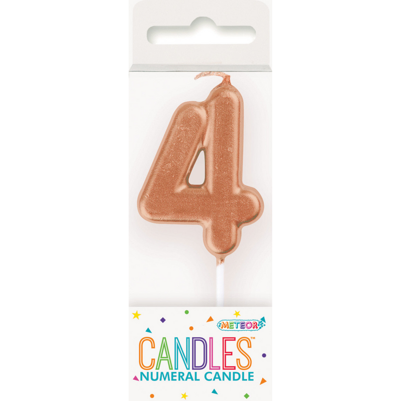 Mini Rose Gold Numeral Pick Candles - 4