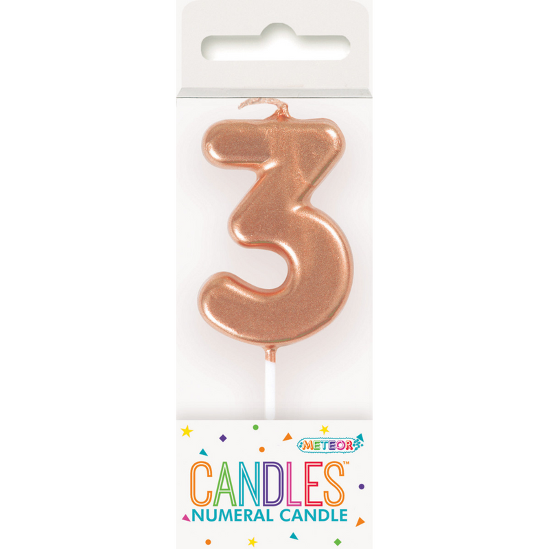 Mini Rose Gold Numeral Pick Candles - 3