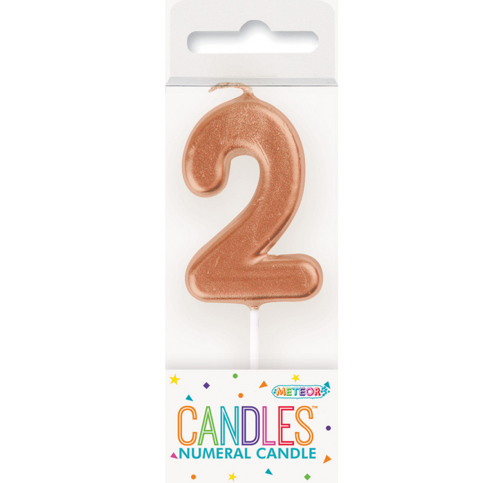 Mini Rose Gold Numeral Pick Candles - 2