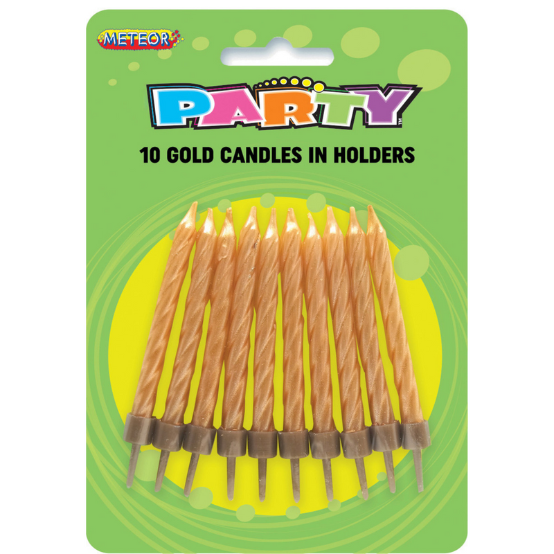 10 Candles In Holders - Gold