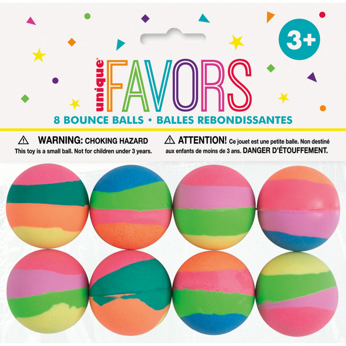 8 Bounce Balls - Pastel Stripe 32.5mm
