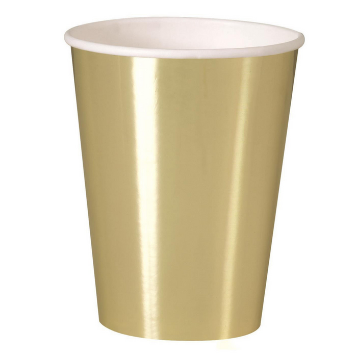 Gold Foil 270ml (9oz) Paper Cups 8pk