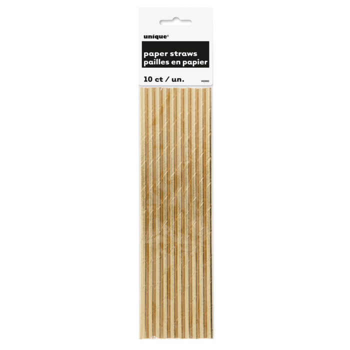 Gold Foil 10 Paper Straws