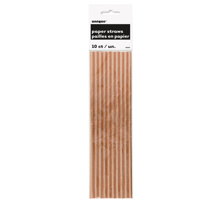 Rose Gold Foil 10 Paper Straws