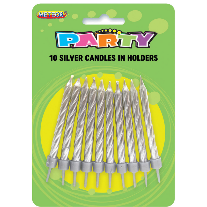 10 Candles In Holders - Silver