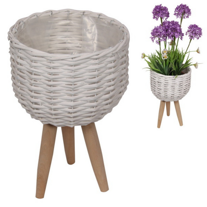 Ronis Wicker Pot Holder with Legs 20x30cm White