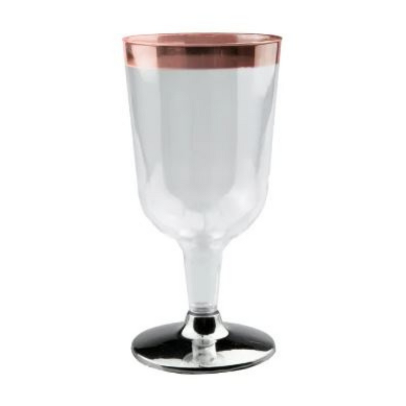 Ronis Wine Glass With Rose Gold Rim Clear Base 210ml