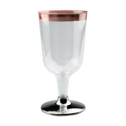 Ronis Wine Glass With Rose Gold Rim Clear Base 210ml