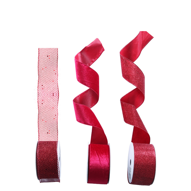 Ronis Wired Ribbon Red 6.5cmx10m 3 Asstd