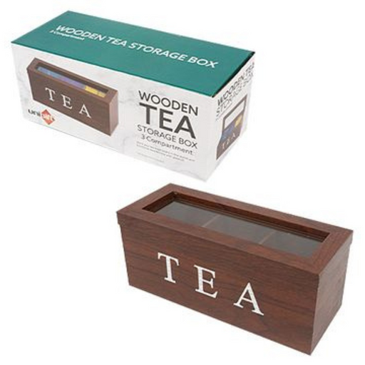 Ronis Wood Tea Box 3 Compartments Brown