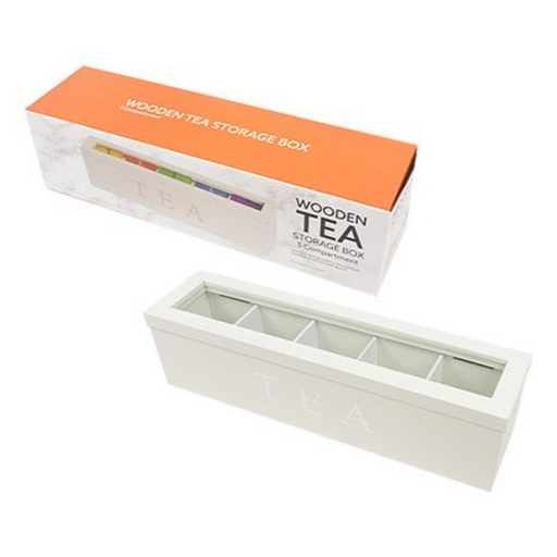 Ronis Wood Tea Box 5 Compartments White