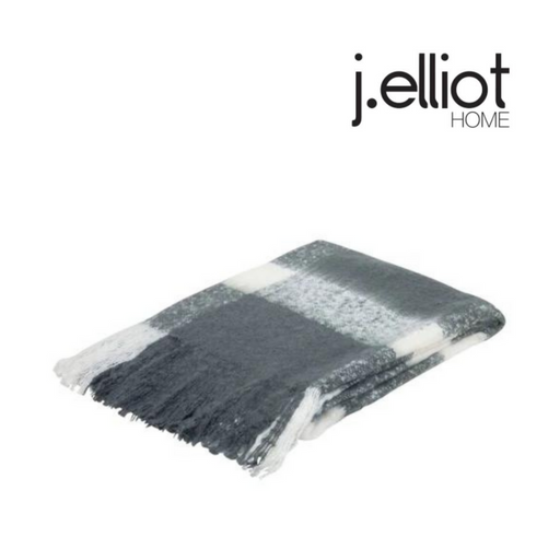 Ronis Wren Faux Mohair Throw 130x160cm Charcoal and White