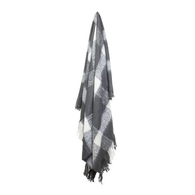 Ronis Wren Faux Mohair Throw 130x160cm Charcoal and White