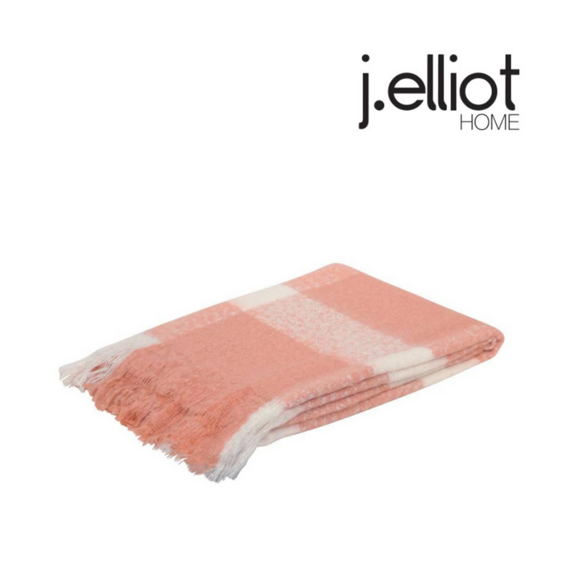Ronis Wren Faux Mohair Throw 130x160cm Clay Pink and White