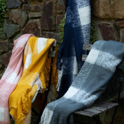 Ronis Wren Faux Mohair Throw 130x160cm Clay Pink and White – thumbnail