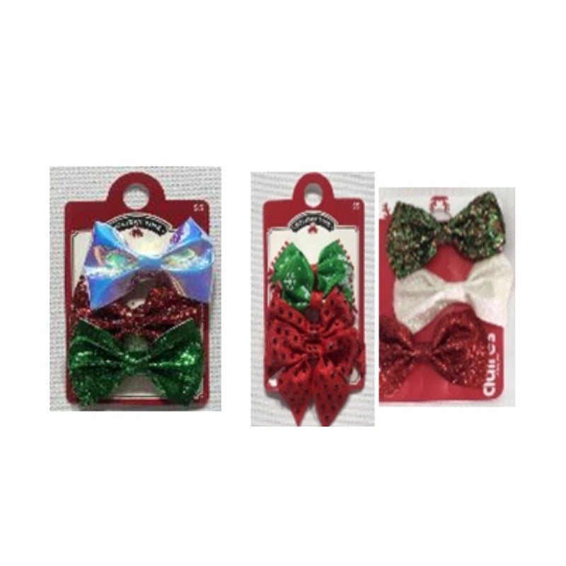 Asstd Xmas Bow Hair Clips Set