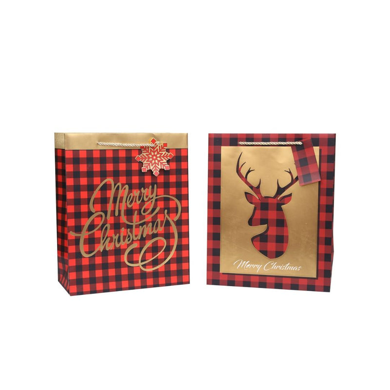 Hot Stamping Gift Bag Large Red Tartan