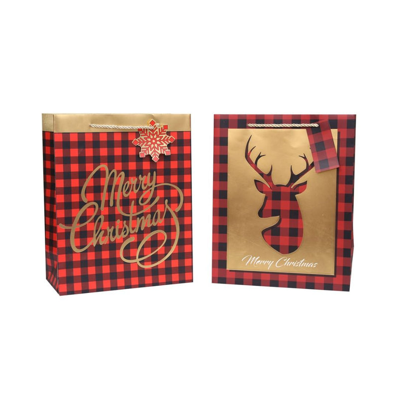 Hot Stamping Gift Bag Xlarge Red Tartan