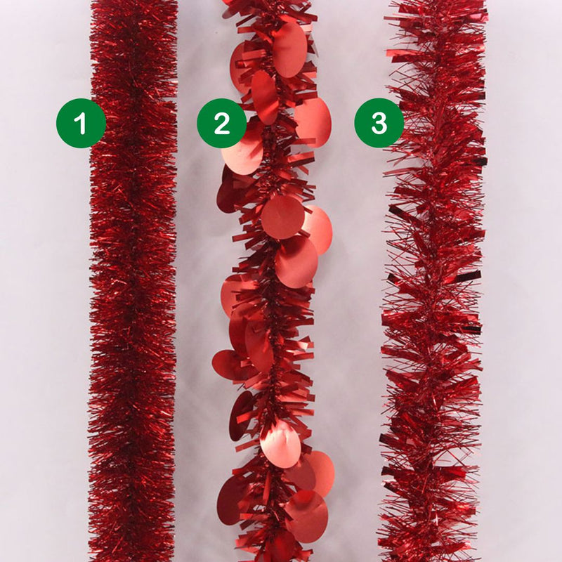  Christmas Red Tinsel 200cm