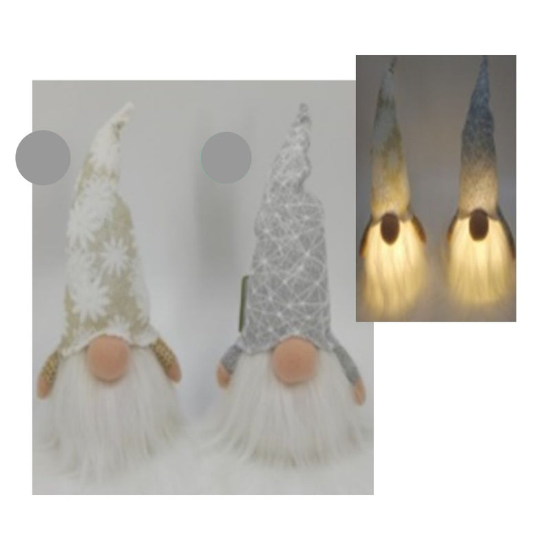 Gnome Silver/Beige Led 17Cm